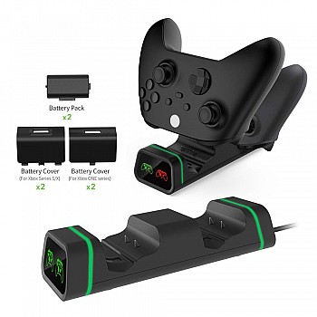 New World Controller Charger for Xbox One,Xbox Series, Rechargeable Battery Pack for Xbox One, Xbox One X, Xbox One S, Xbox One Elite Controller,Xbox series Controller Charging Station with 2pcs 800mAh Rechargeable Battery With Charging Indicator