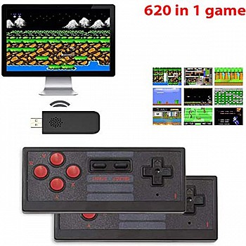 New World Old Arcade Classic Retro Game Console, 8 BIt TV AV Output Interface Game Console, plug & play wireless video game for kids for 2 Players Built in 620 Games