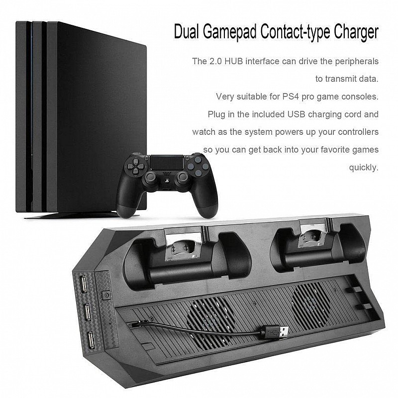 New World PS4 Pro Vertical Stand Cooling Fan Controller Charger Dock USB hub for PS4 Pro Playstation 4 Pro Console