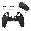 New World PS5 Controller Silicone Cover Case Anti Slip Protective Case Sleeve for Sony Playstation 5 DualSense Controller with Thumbgrips Free - Black