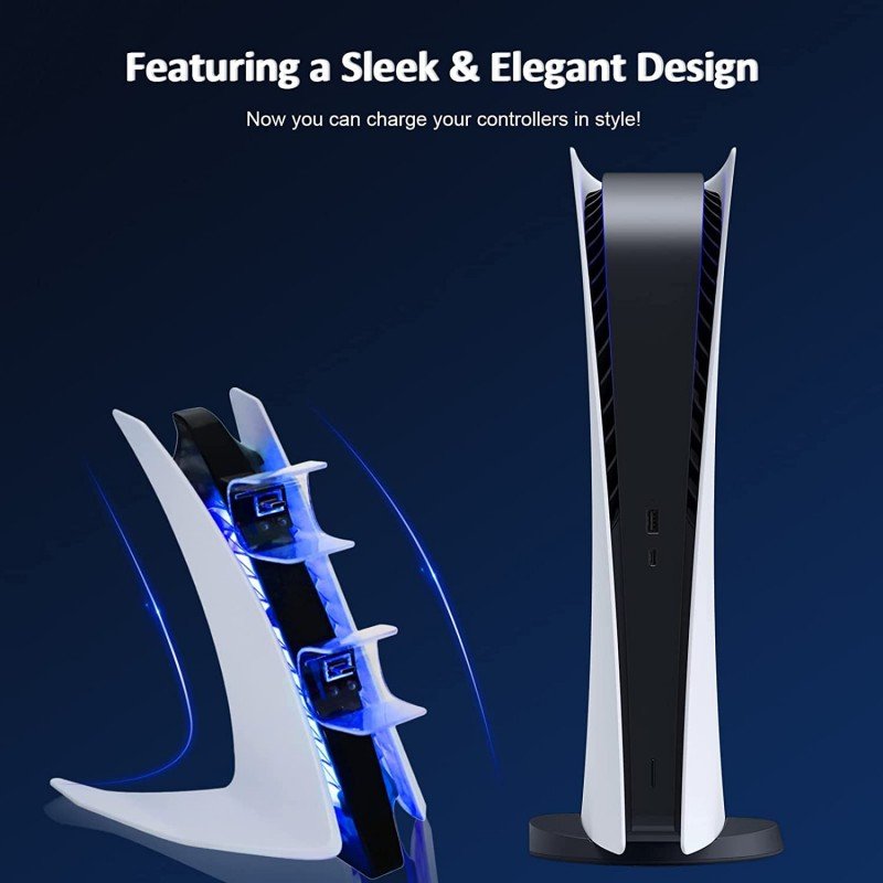 New World Special Edition Charger for PS5 DualSense Controller - Wireless Charging Station With Dual USB C Ports, Fast Charging Dock for Sony Playstation 5 - White New World Special Edition Charger for PS5 DualSense Controller - Wireless Charging Station With Dual USB C Ports, Fast Charging Dock for Sony Playstation 5 - White