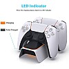 New World Upgraded PS5 Controller Charger USB, Playstation 5 Charging Station with LED Indicator, High Speed, Fast Charging Dock for PS5 DualSense Controller, White