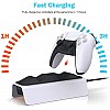 New World Upgraded PS5 Controller Charger USB, Playstation 5 Charging Station with LED Indicator, High Speed, Fast Charging Dock for PS5 DualSense Controller, White