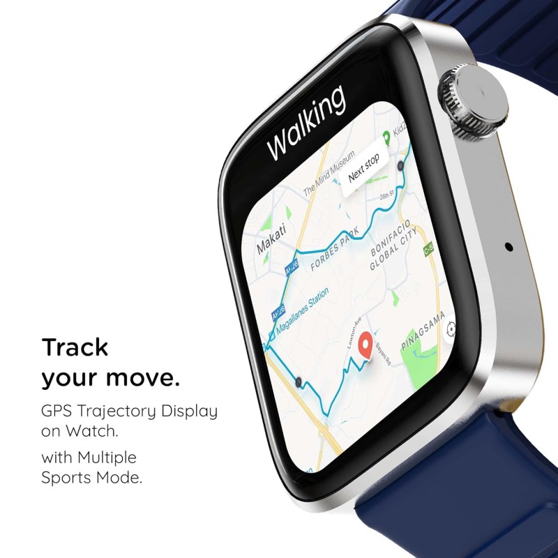 Newly Launched Pebble Cosmos Prime Bluetooth Calling Smart Watch,Largest 1.91" Bezel-less Edge-to-Edge Display,600 Nits Brightness,Sleek Metallic Body, Wireless Charging, Health Suite(Moon light Blue)