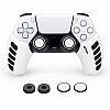 NiTHO Gaming Kit for PS5 Dualsense Controller, Customizing Anti-Slip Protective Cover Grip Handle with Thumb Grip Caps and Analog Mini-Stick Precision Rings, Enhancers Accessories for PS5 - White