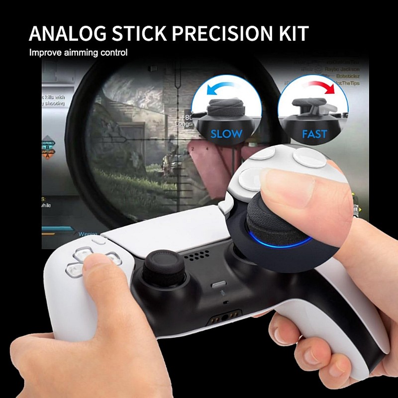 NiTHO Gaming Kit for PS5 Dualsense Controller, Customizing Anti-Slip Protective Cover Grip Handle with Thumb Grip Caps and Analog Mini-Stick Precision Rings, Enhancers Accessories for PS5 - White