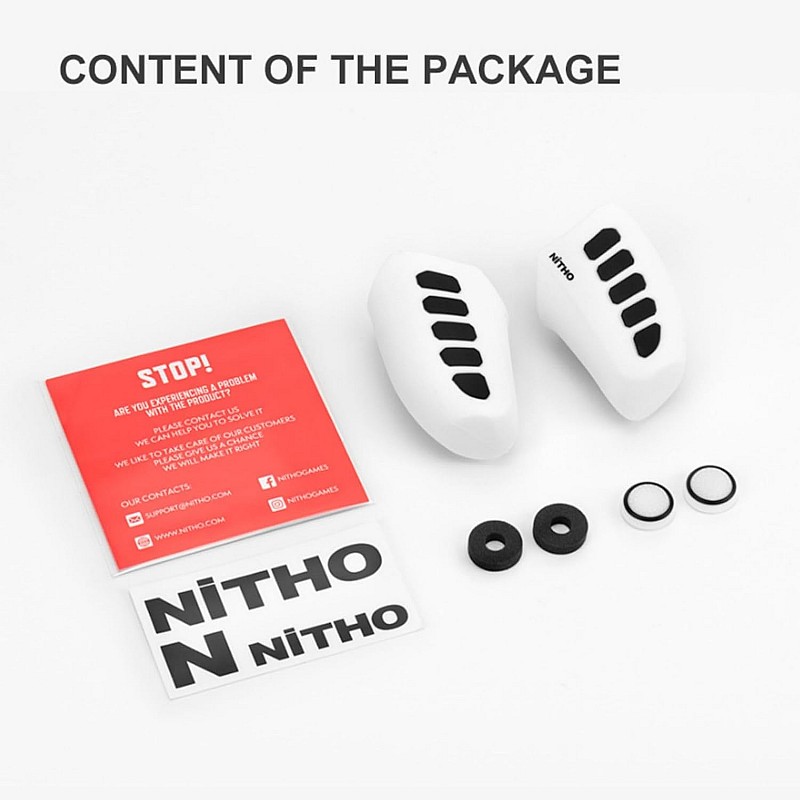 NiTHO Gaming Kit for PS5 Dualsense Controller, Customizing Anti-Slip Protective Cover Grip Handle with Thumb Grip Caps and Analog Mini-Stick Precision Rings, Enhancers Accessories for PS5 - White