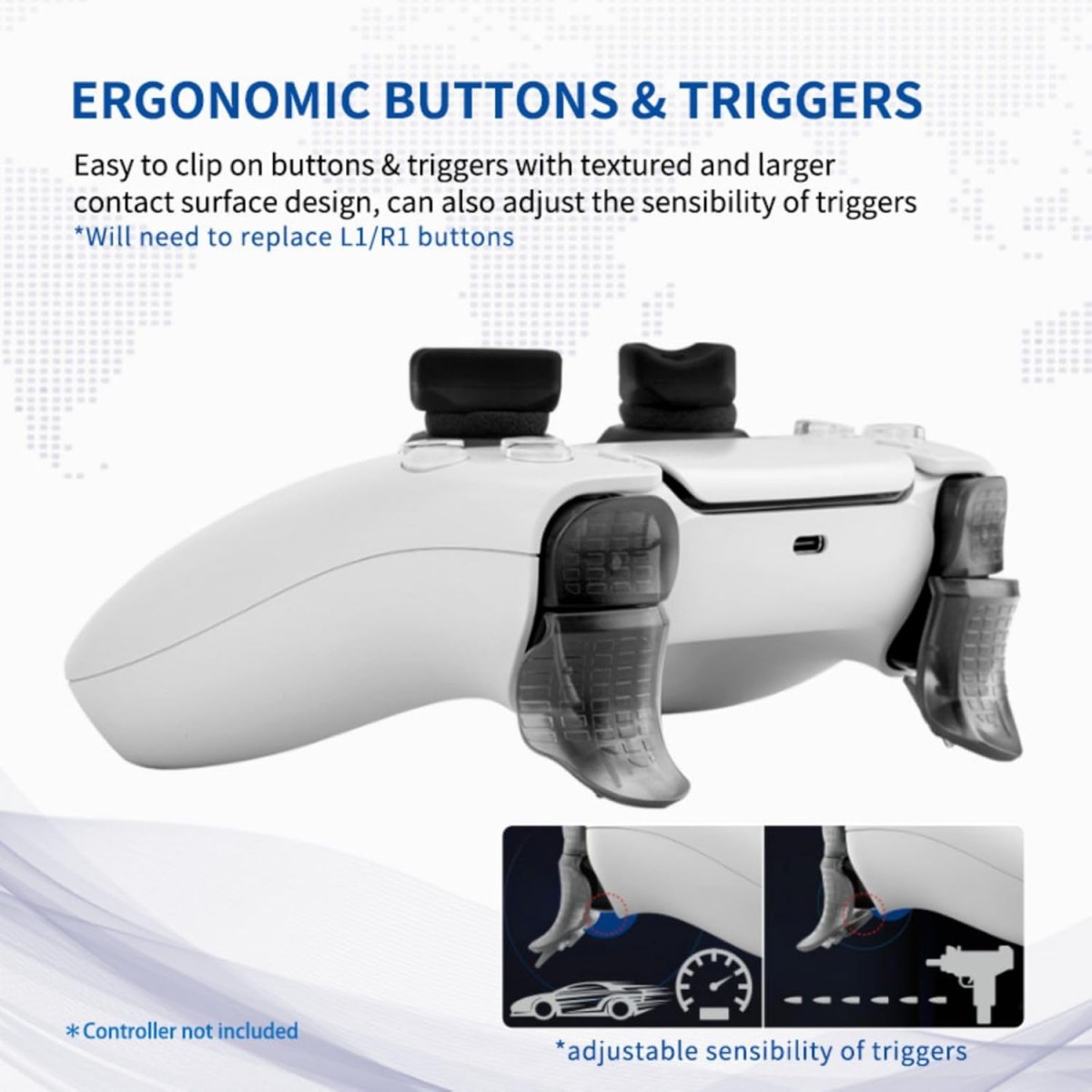 NiTHO PS5 FPS Gaming Kit for PlayStation 5 Dual Sense Controller Customizing Kit with Thumb Grips Ergonomic Button Trigger Precise Aiming Kit NiTHO PS5 FPS Gaming Kit for PlayStation 5 Dual Sense Controller Customizing Kit with Thumb Grips Ergonomic Button Trigger Precise Aiming Kit