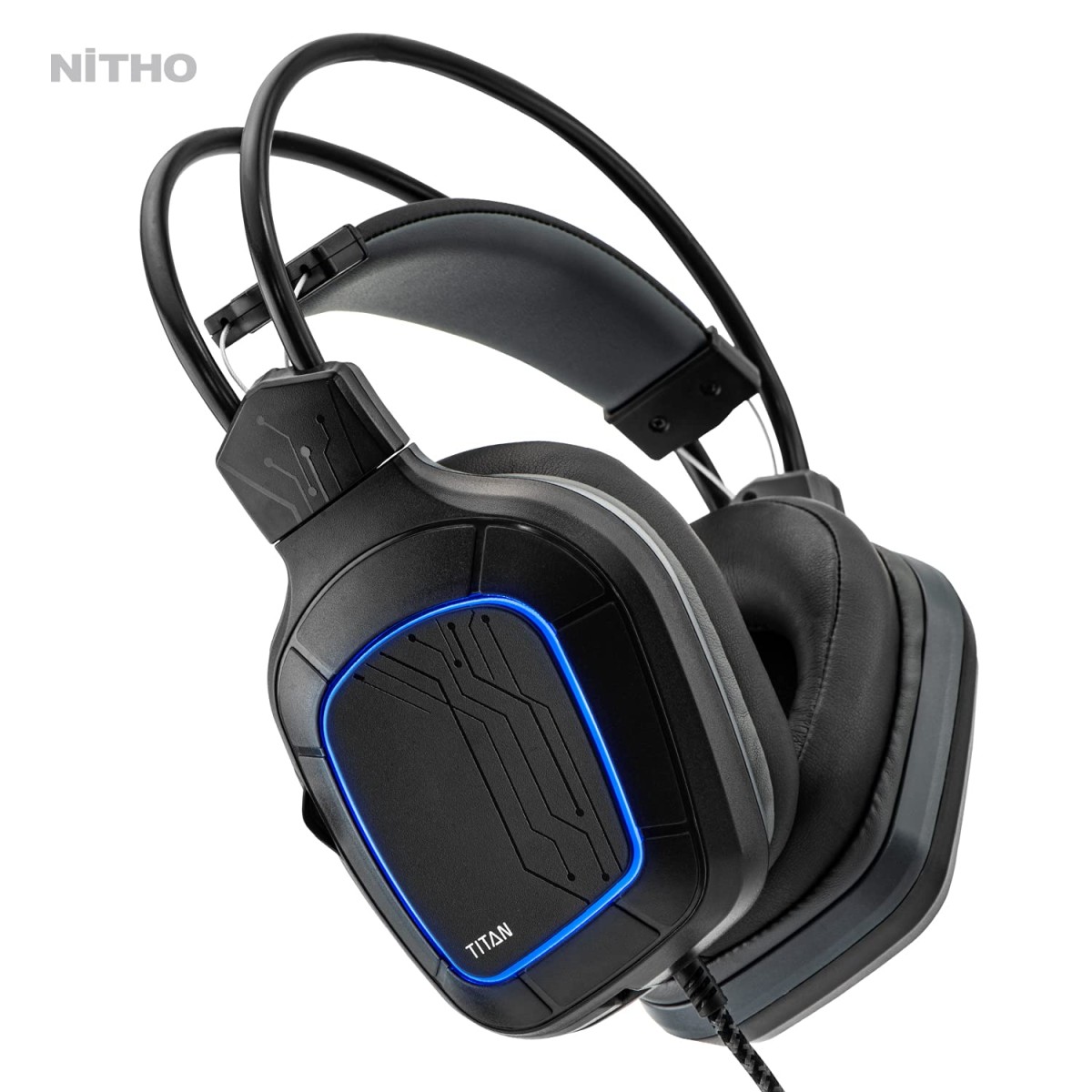 NiTHO TITAN STEREO GAMING Wired Over Ear HEADSET, Compatible with PC/PS4/Xbox One/Switch (PC Adapter Included)