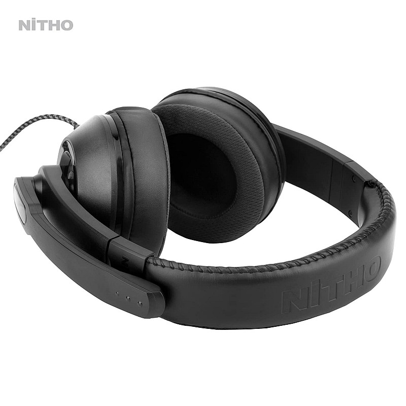 Nitho NX100S Gaming Wired Headphones with Mic for PC, PS4, PS5, Switch, Xbox One, Xbox Series X/S, Over-Ear Lightweight Headset with 40mm Driver and 3.5mm Mini-Jack - Black