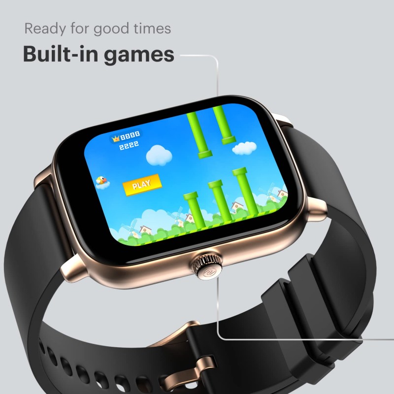 Noise ColorFit Icon Buzz Bluetooth Calling Smart Watch with Voice Assistance, 1.69"(4.2cm) Display, Built-in Games, Sleep, Spo2, HR Monitors (Midnight Gold), OneSize