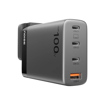 Noise Power Series 100W GaN Charger: Fast Charging Adapter, 4 Ports (3 USB-C + 1 USB-A), Globally Compatible, iPhone 0 to 50% in 27mins, Supports All iPhones, Android Phones, Laptops, Macbooks (Black) Noise Power Series 100W GaN Charger: Fast Charging Adapter, 4 Ports (3 USB-C + 1 USB-A), Globally Compatible, iPhone 0 to 50% in 27mins, Supports All iPhones, Android Phones, Laptops, Macbooks (Black)