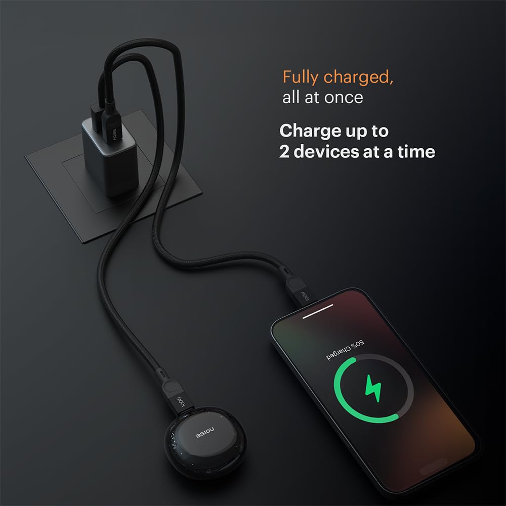 Noise Power Series 30W Gan Charger: 2 Ports (1 USB-C Type, 1 USB-A), iPhone 0-50% In 30Mins, With Globally Compatible, Supports All iPhones, Android Phones, Tablets (Black) Noise Power Series 30W Gan Charger: 2 Ports (1 USB-C Type, 1 USB-A), iPhone 0-50% In 30Mins, With Globally Compatible, Supports All iPhones, Android Phones, Tablets (Black)