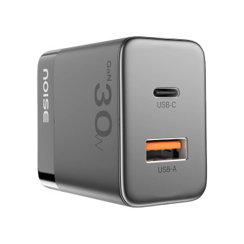 Noise Power Series 30W Gan Charger: 2 Ports (1 USB-C Type, 1 USB-A), iPhone 0-50% In 30Mins, With Globally Compatible, Supports All iPhones, Android Phones, Tablets (Black) Noise Power Series 30W Gan Charger: 2 Ports (1 USB-C Type, 1 USB-A), iPhone 0-50% In 30Mins, With Globally Compatible, Supports All iPhones, Android Phones, Tablets (Black)