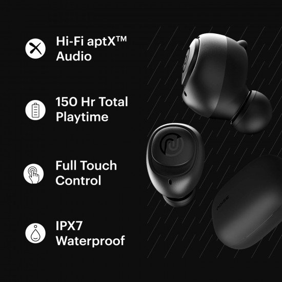 Noise Shots X5 PRO True Wireless Earbuds Powered by Qualcomm aptX with 150 Hours Total Playtime Charcoal Grey