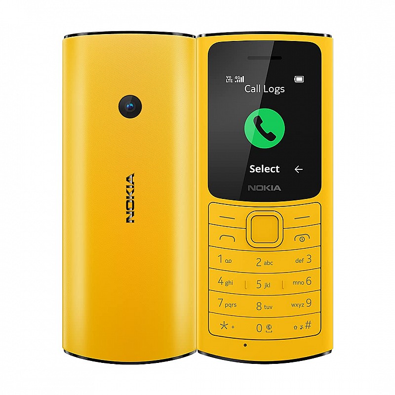 Nokia 110 4G with Volte HD Calls, Up to 32GB External Memory, FM Radio (Wired & Wireless Dual Mode), Games, Torch | Yellow (Nokia 110 DS-4G)