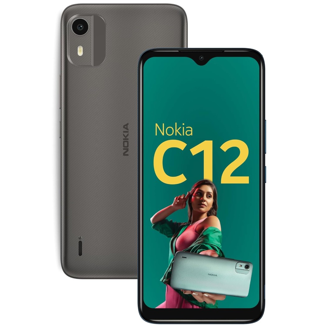 Nokia C12 Android 12 (Go Edition) Smartphone, All-Day Battery, 4GB RAM + 64GB Storage | Charcoal (open box )