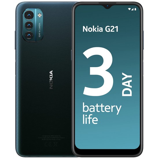 Nokia G21 Android Smartphone, Dual SIM, 3-Day Battery 4GB RAM + 64GB Storage Refurbished