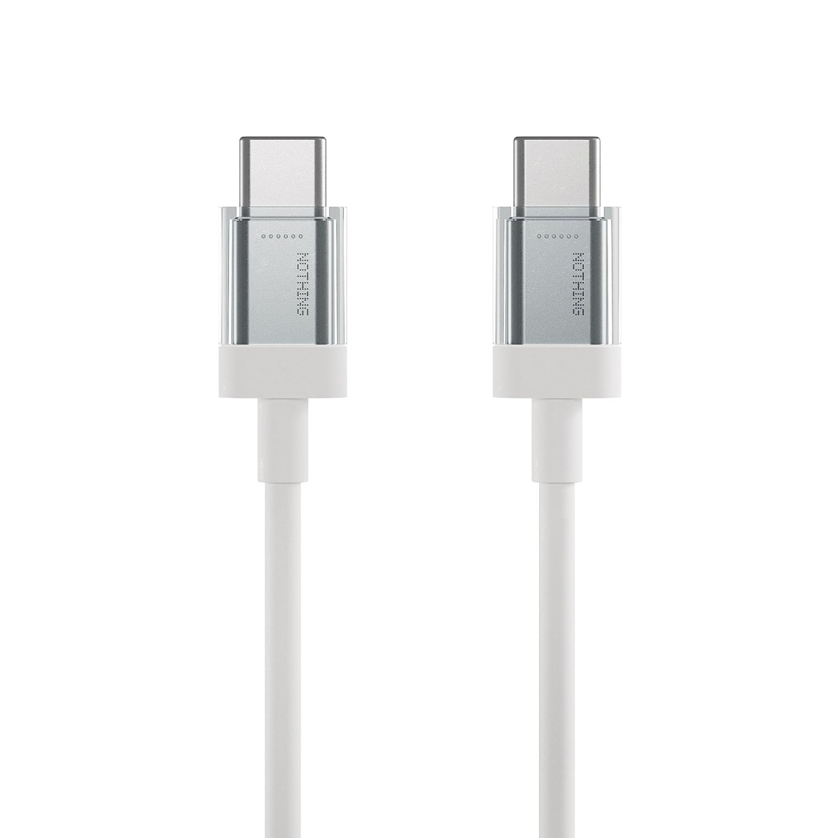Nothing USB Type-C to Type-C Cable (C-C), 1.8m/180cm, 1 Pack, Fast Charging 60W & Data Sync USB 2.0 (Up to 480 Mbps), Round Cable, Model C351, For Smartphone/Tablet/Laptop (White) Nothing USB Type-C to Type-C Cable (C-C), 1.8m/180cm, 1 Pack, Fast Charging 60W & Data Sync USB 2.0 (Up to 480 Mbps), Round Cable, Model C351, For Smartphone/Tablet/Laptop (White)