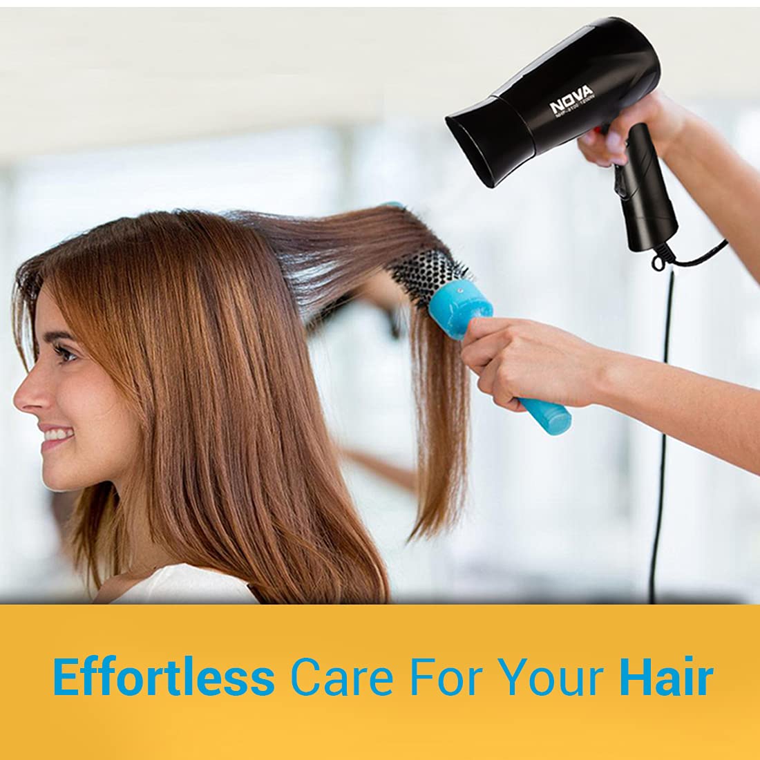 Nova NHP 8100 Silky Shine 1200 Watts Hot and Cold Foldable Hair Dryer- Black