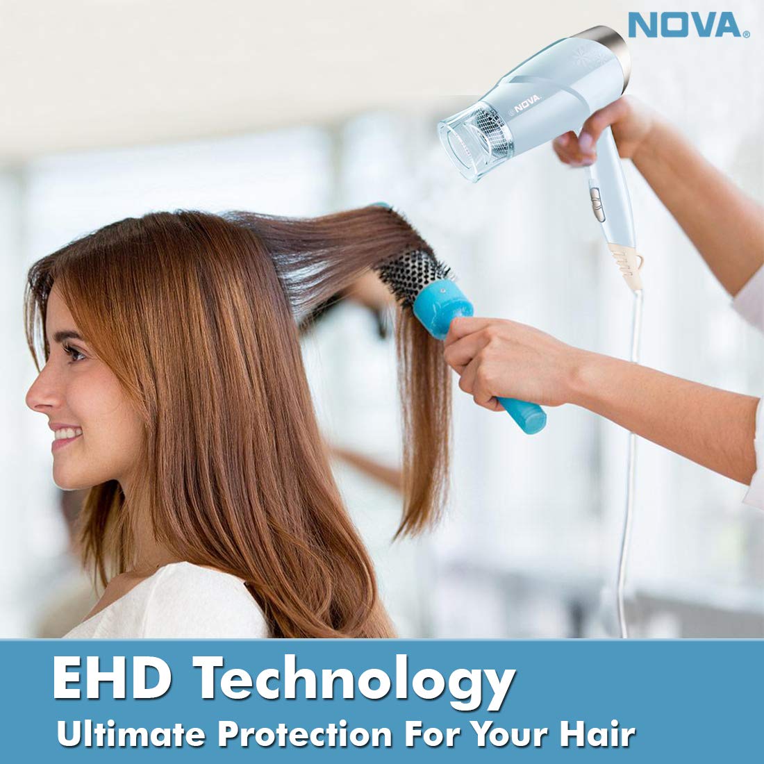 Nova NHP 8203 Premium 1400 Watts Hot & Cold Foldable Hair Dryer for Women (Blue) Nova NHP 8203 Premium 1400 Watts Hot & Cold Foldable Hair Dryer for Women (Blue)