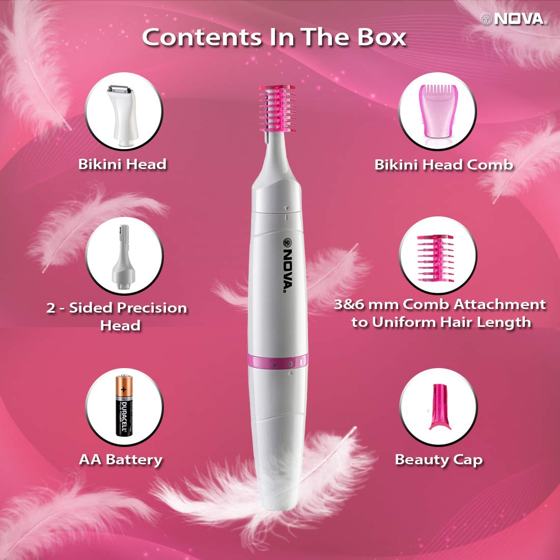 Nova NLS 530 Sensi-Trim Bikini & Facial Trimmer for Women ( Battery Included ) (White) Nova NLS 530 Sensi-Trim Bikini & Facial Trimmer for Women ( Battery Included ) (White)