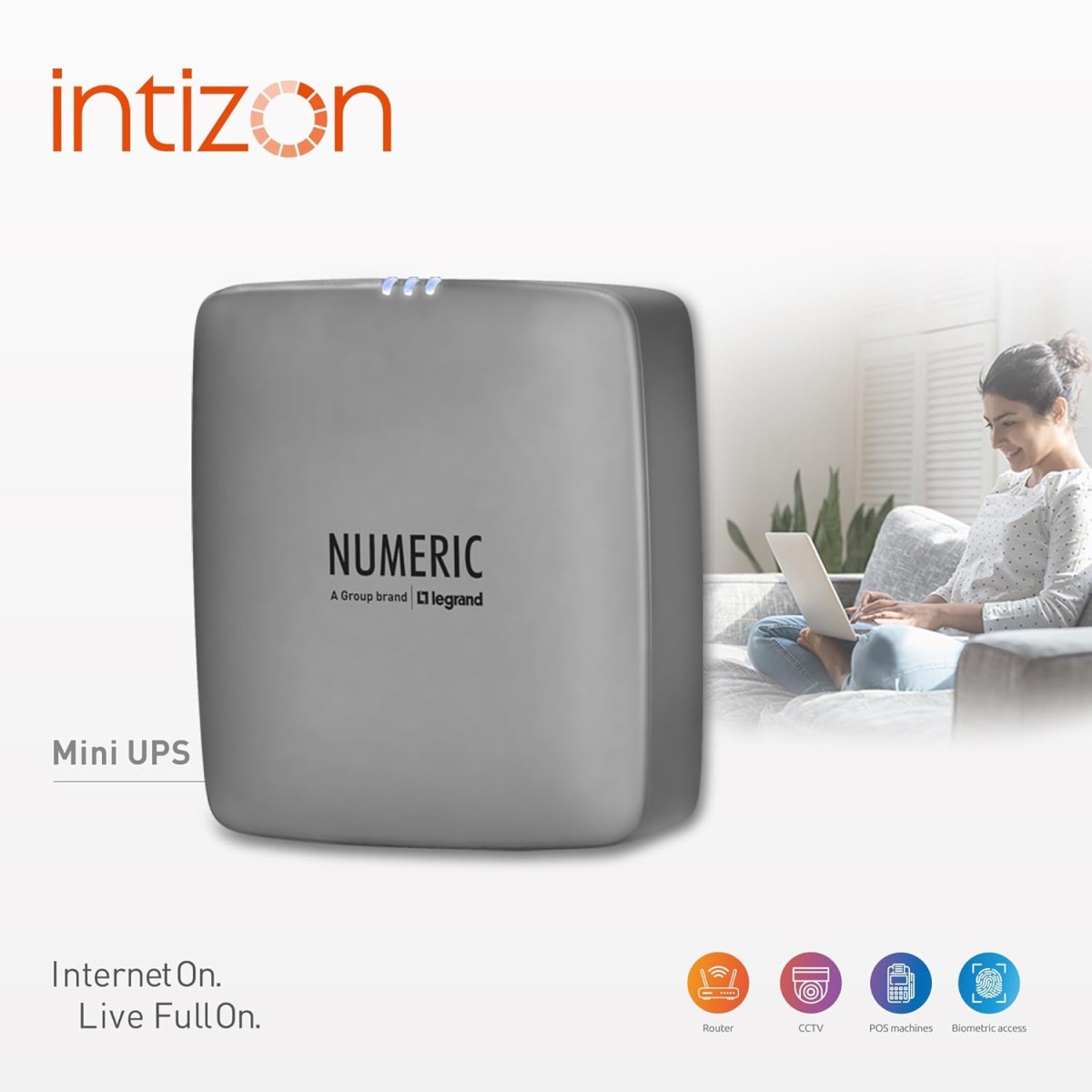 Numeric Intizon Mini UPS for Wi-Fi Routers | Up to 4 Hours PowerBackup | Wall mountable and Table Top Placement | UPS for 12V Router | WiFi Router ups up to 2A