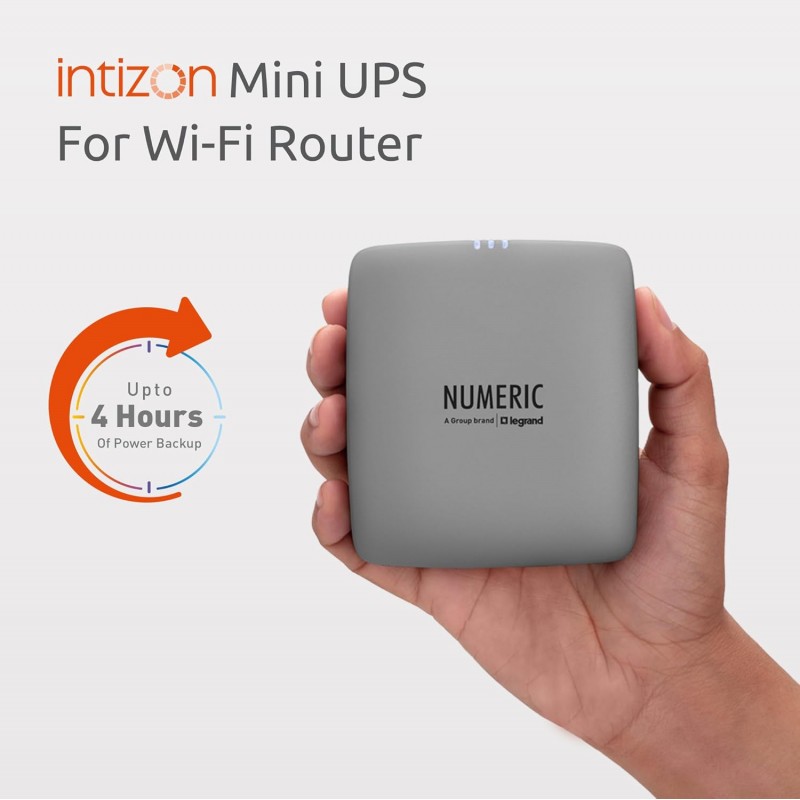 Numeric Intizon Mini UPS for Wi-Fi Routers | Up to 4 Hours PowerBackup | Wall mountable and Table Top Placement | UPS for 12V Router | WiFi Router ups up to 2A Numeric Intizon Mini UPS for Wi-Fi Routers | Up to 4 Hours PowerBackup | Wall mountable and Table Top Placement | UPS for 12V Router | WiFi Router ups up to 2A