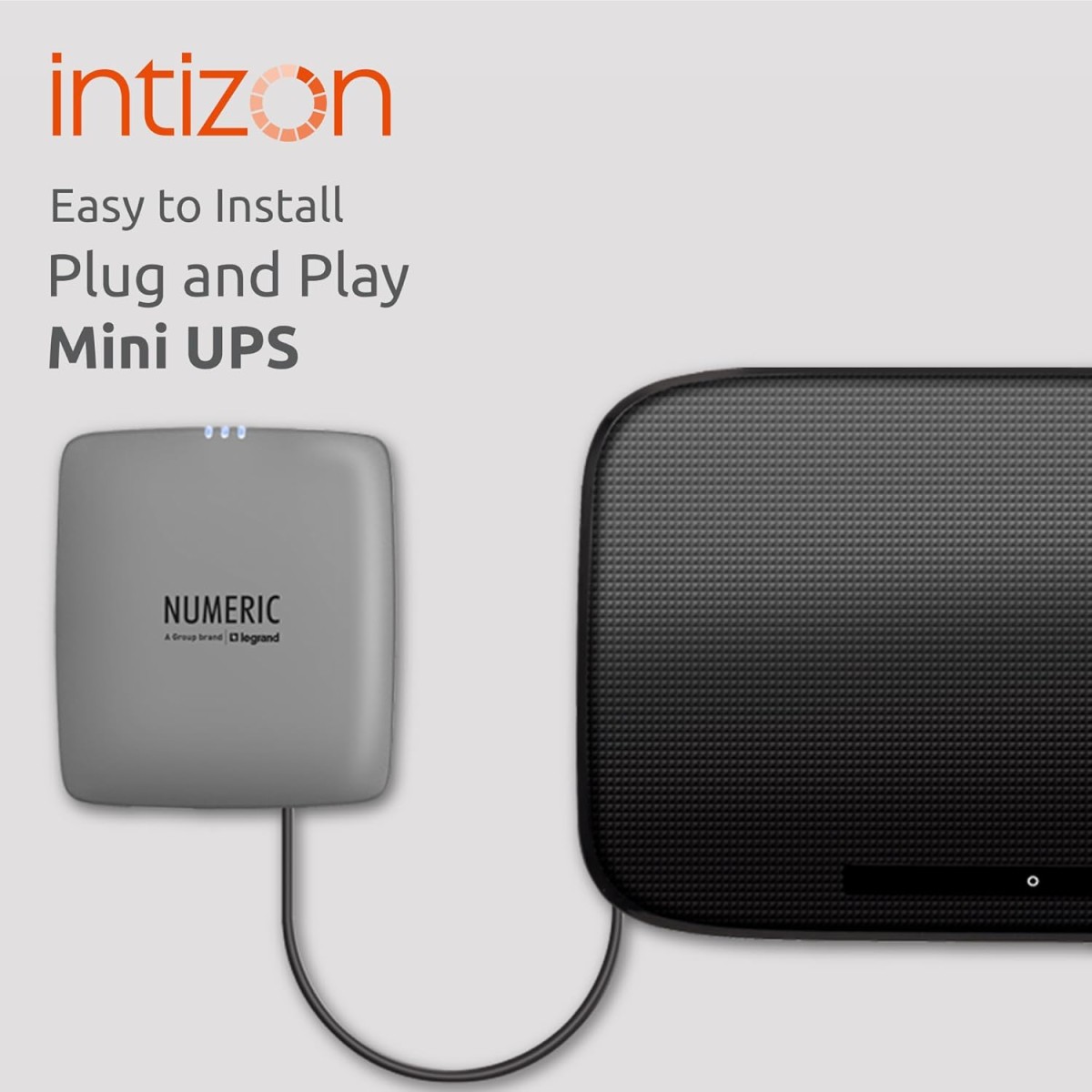 Numeric Intizon Mini UPS for Wi-Fi Routers | Up to 4 Hours PowerBackup | Wall mountable and Table Top Placement | UPS for 12V Router | WiFi Router ups up to 2A