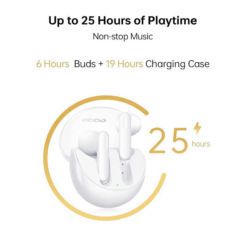 OPPO Enco Air 3 True Wireless in-Ear Earbuds with 25hrs Playtime, Fast Charging,13.4mm Driver & BT v5.3 (Glaze White)