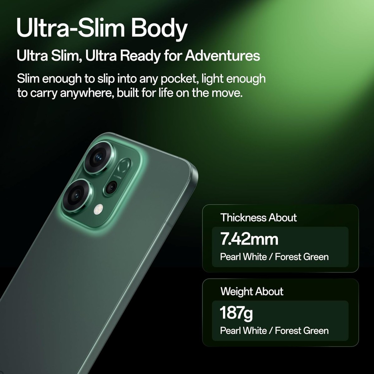 OPPO Reno14 5G (Forest Green, 8GB RAM, 256GB Storage)