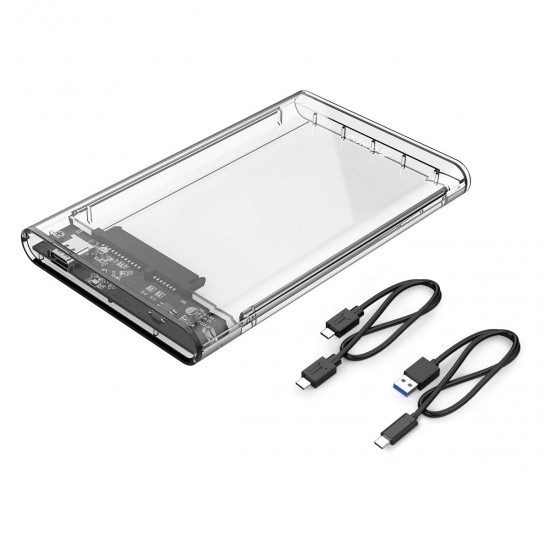 ORICO 2.5 Transparent Type-C Hard Drive Enclosure USB3.1 Gen2 Type-C to SATA3.0 for SSD-HDD Below 9.5mm Thickness, UP to 4TB Hard Drive NOT Included