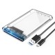 ORICO 2.5 Transparent Type-C Hard Drive Enclosure USB3.1 Gen2 Type-C to SATA3.0 for SSD-HDD Below 9.5mm Thickness, UP to 4TB Hard Drive NOT Included