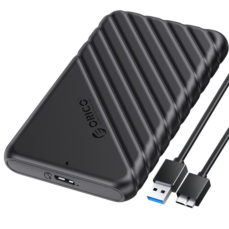 ORICO 2.5 inch External Hard Drive Enclosure USB 3.0 to SATA III for 7mm and 9.5mm SATA HDD SSD Tool Free [UASP Supported] Black (25PW1-U3)