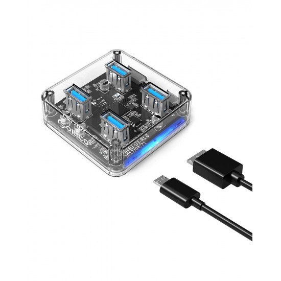 ORICO 4 Ports Hub Transparent USB 3.0 Hub Support Offline Powered and OTG Function with 30CM Cable
