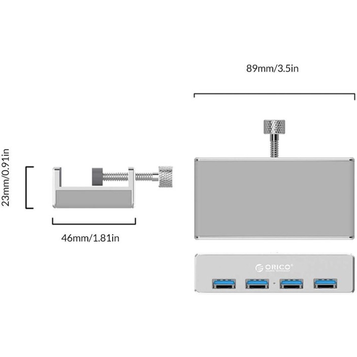 ORICO USB3.0 HUB with Extra Power Supply Port 4 Ports Clip-Type USB HUB Splitter Station for Laptop/Computer Desk-Upgraded Version ORICO USB3.0 HUB with Extra Power Supply Port 4 Ports Clip-Type USB HUB Splitter Station for Laptop/Computer Desk-Upgraded Version