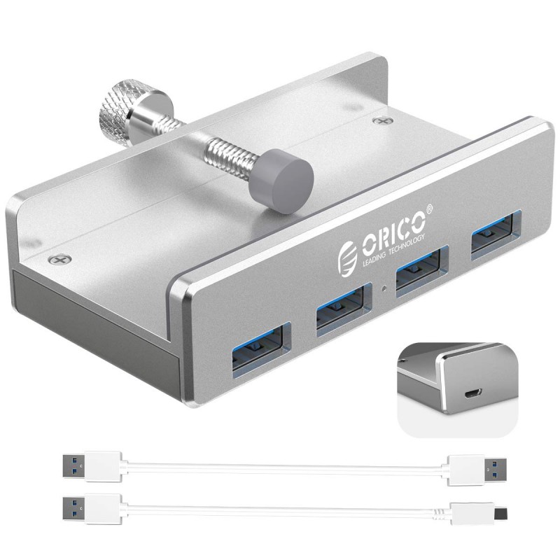 ORICO USB3.0 HUB with Extra Power Supply Port 4 Ports Clip-Type USB HUB Splitter Station for Laptop/Computer Desk-Upgraded Version ORICO USB3.0 HUB with Extra Power Supply Port 4 Ports Clip-Type USB HUB Splitter Station for Laptop/Computer Desk-Upgraded Version