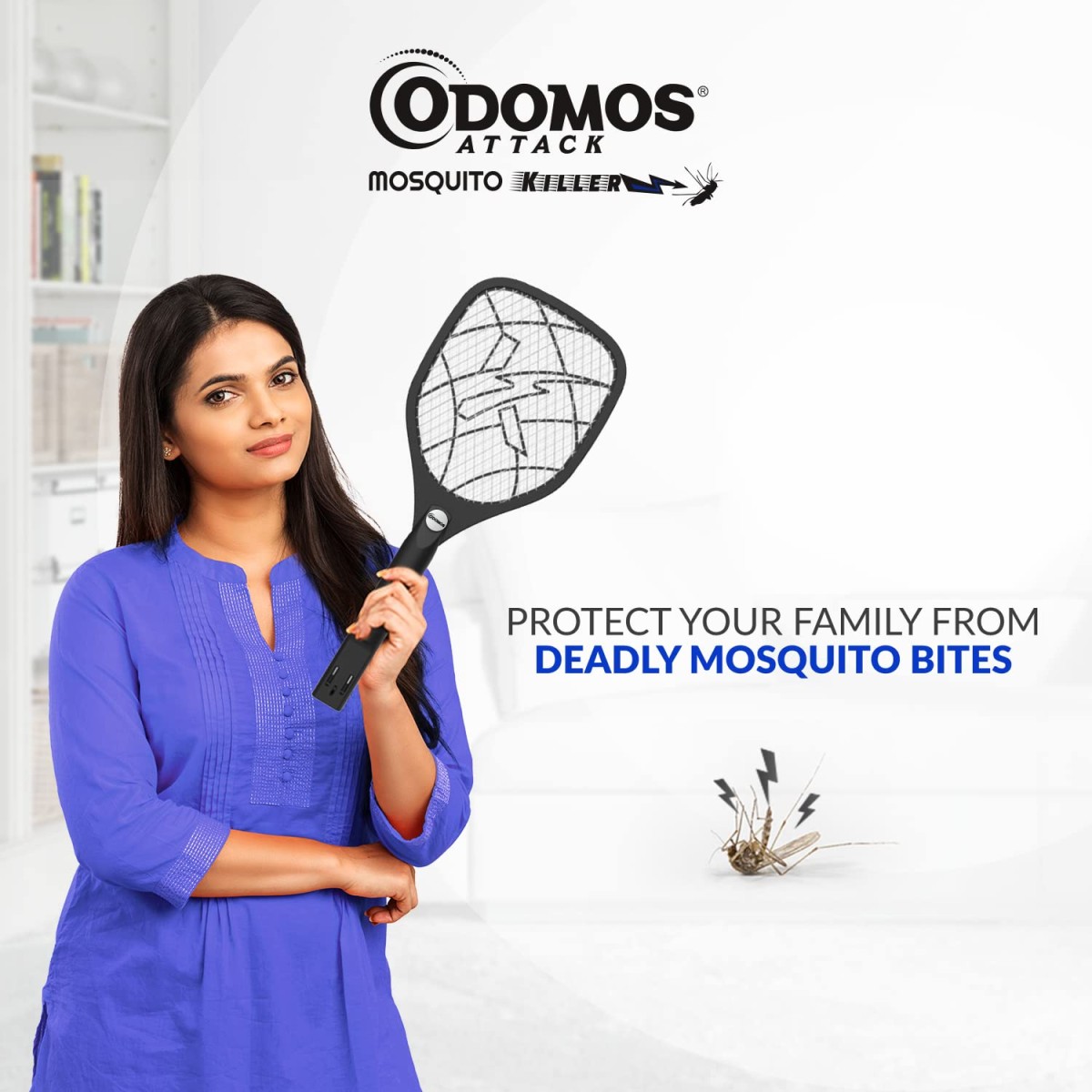 Odomos Attack Anti - Mosquito Rechargeable Racquet | 500mAH Battery | Large Net Area for Better Coverage | Long Lasting Internal Battery with Plug in Socket | 6 Months Warranty (Black) Odomos Attack Anti - Mosquito Rechargeable Racquet | 500mAH Battery | Large Net Area for Better Coverage | Long Lasting Internal Battery with Plug in Socket | 6 Months Warranty (Black)