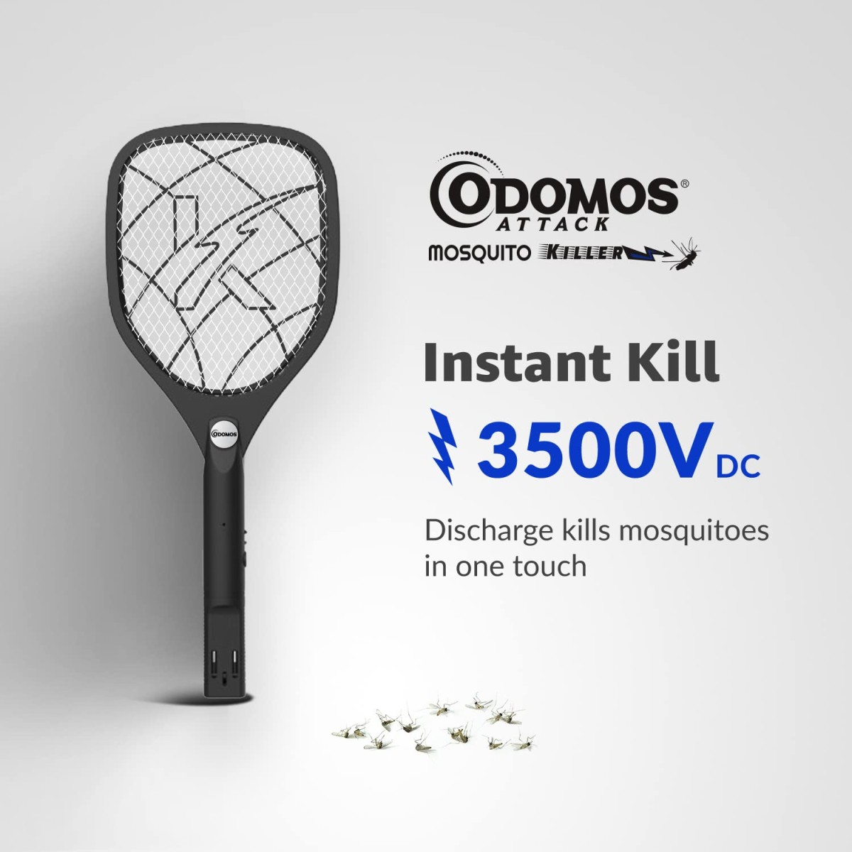 Odomos Attack Anti - Mosquito Rechargeable Racquet | 500mAH Battery | Large Net Area for Better Coverage | Long Lasting Internal Battery with Plug in Socket | 6 Months Warranty (Black) Odomos Attack Anti - Mosquito Rechargeable Racquet | 500mAH Battery | Large Net Area for Better Coverage | Long Lasting Internal Battery with Plug in Socket | 6 Months Warranty (Black)