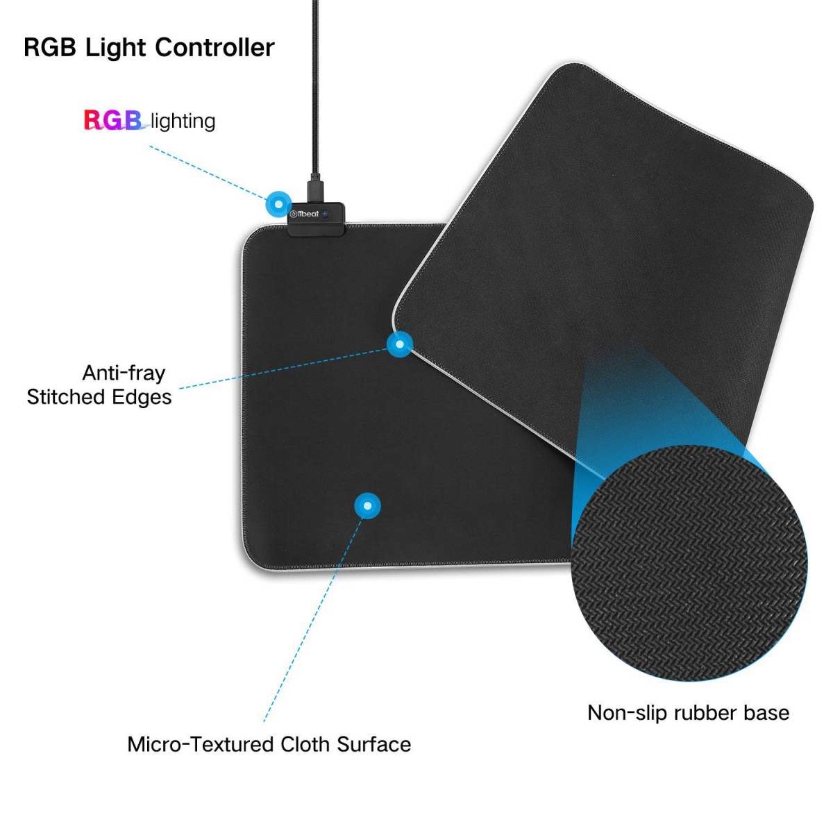 Offbeat - LED Gaming Mouse Pad RGB color set 7 LED Color