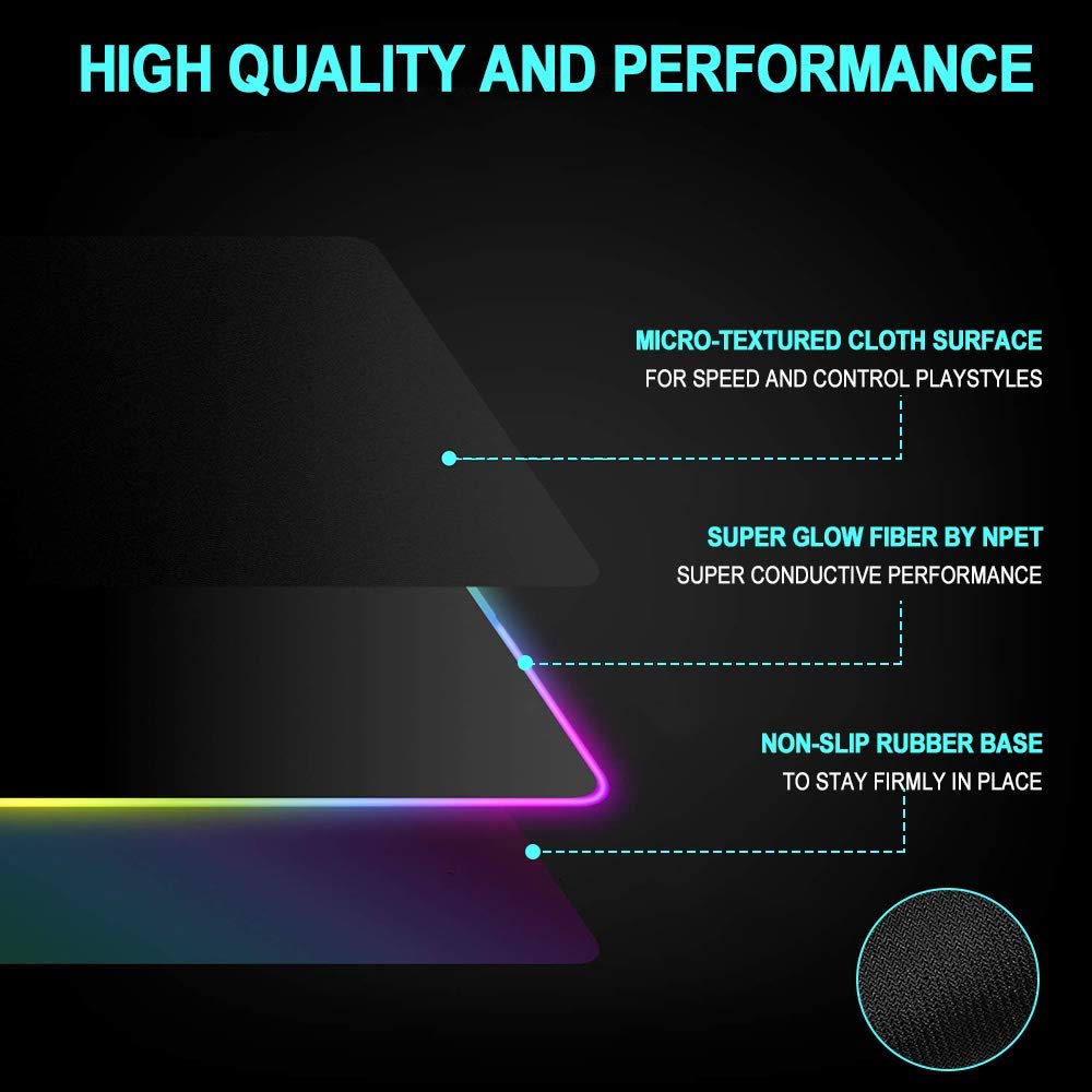 Offbeat - LED Gaming Mouse Pad RGB color set 7 LED Color