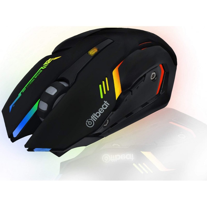 Offbeat RIPJAW 2.4Ghz Rechargeable Wireless Gaming Mouse, Silent Click Buttons Mouse - 7D Buttons, DPI : 1600,2400,3200, Mice for PC/Laptop/Smart TV/Mac(Light Weight)