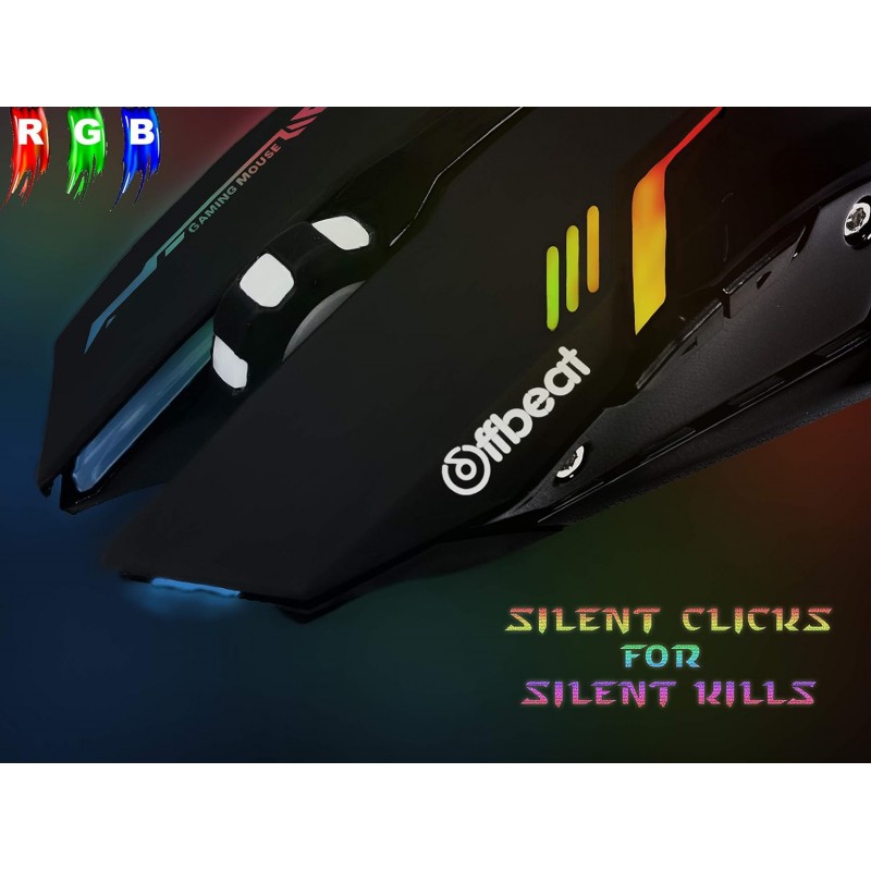 Offbeat RIPJAW 2.4Ghz Rechargeable Wireless Gaming Mouse, Silent Click Buttons Mouse - 7D Buttons, DPI : 1600,2400,3200, Mice for PC/Laptop/Smart TV/Mac(Light Weight)