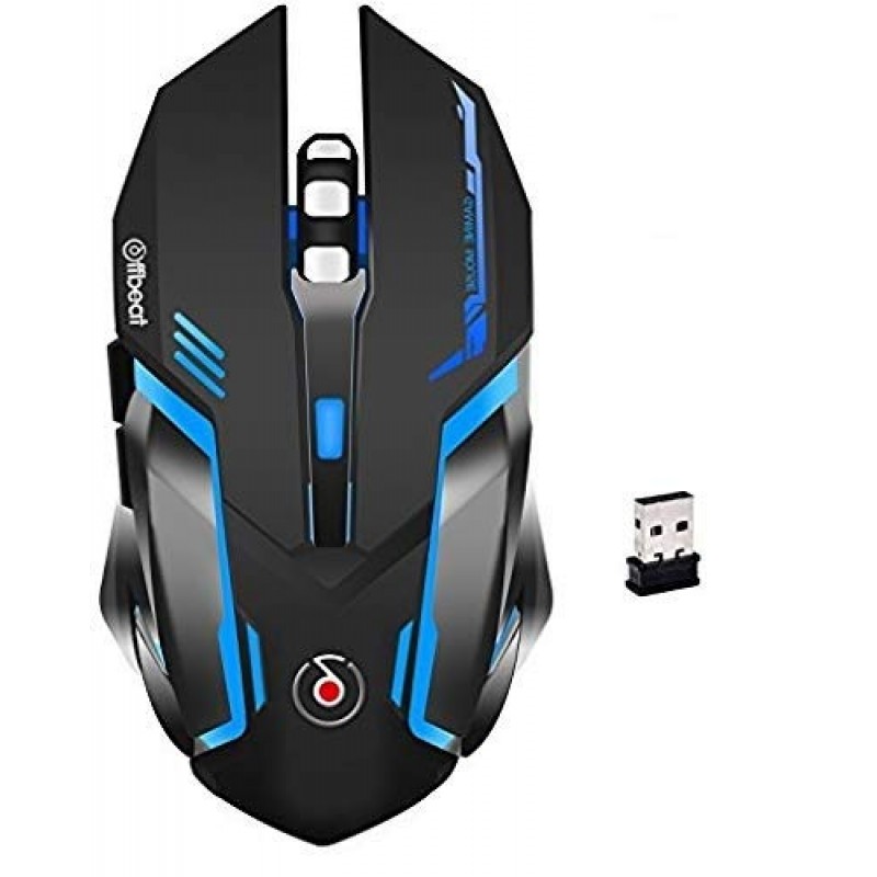 Offbeat RIPJAW 2.4Ghz Rechargeable Wireless Gaming Mouse, Silent Click Buttons Mouse - 7D Buttons, DPI : 1600,2400,3200, Mice for PC/Laptop/Smart TV/Mac(Light Weight)