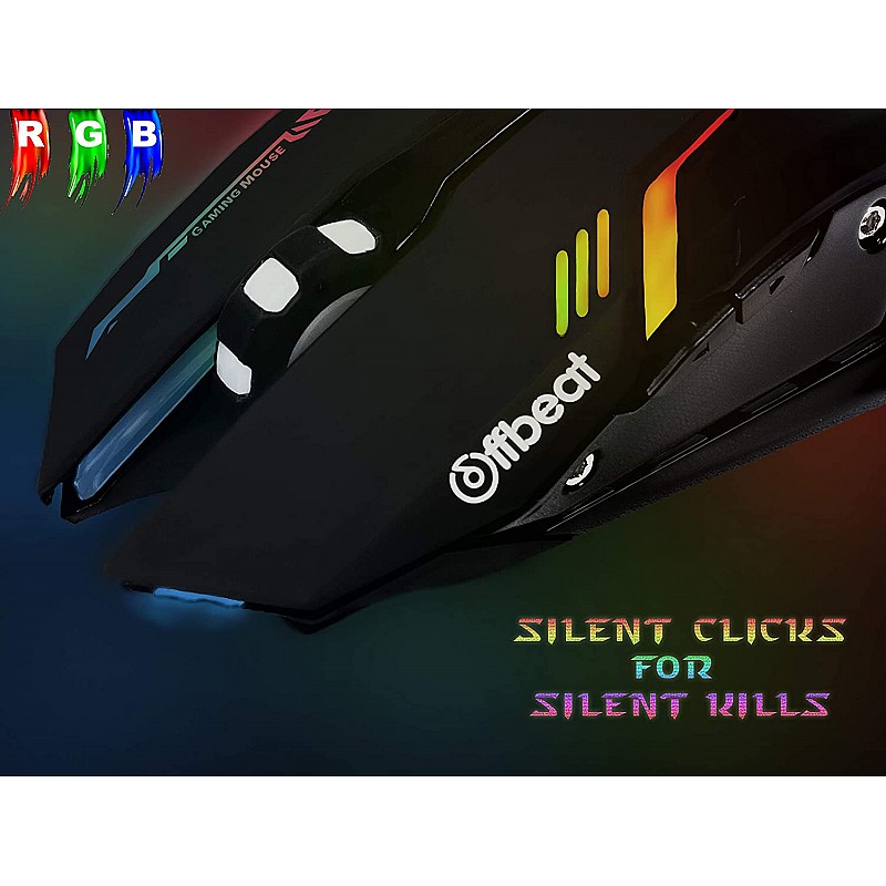 Offbeat RIPJAW Wired Gaming Mouse, Silent Click Buttons Mouse