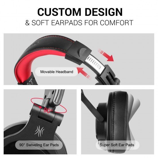 OneOdio A71 Over Ear Headphones with 90° Rotatable Housing, DJ Headphones (RED)