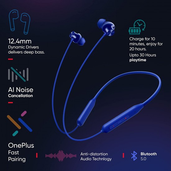 OnePlus Bullets Z2 Bluetooth Wireless Earphones (Beam Blue)