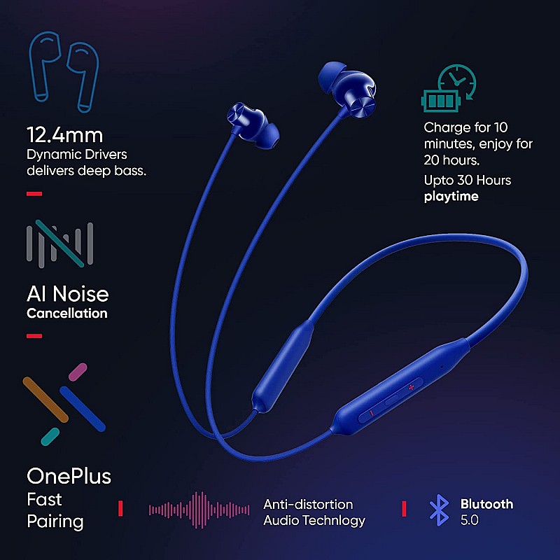 OnePlus Bullets Z2 Bluetooth Wireless Earphones (Beam Blue)