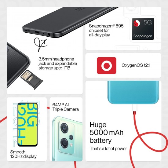 OnePlus Nord CE 2 Lite 5G, (128GB Storage, 8GB RAM) Black Dusk