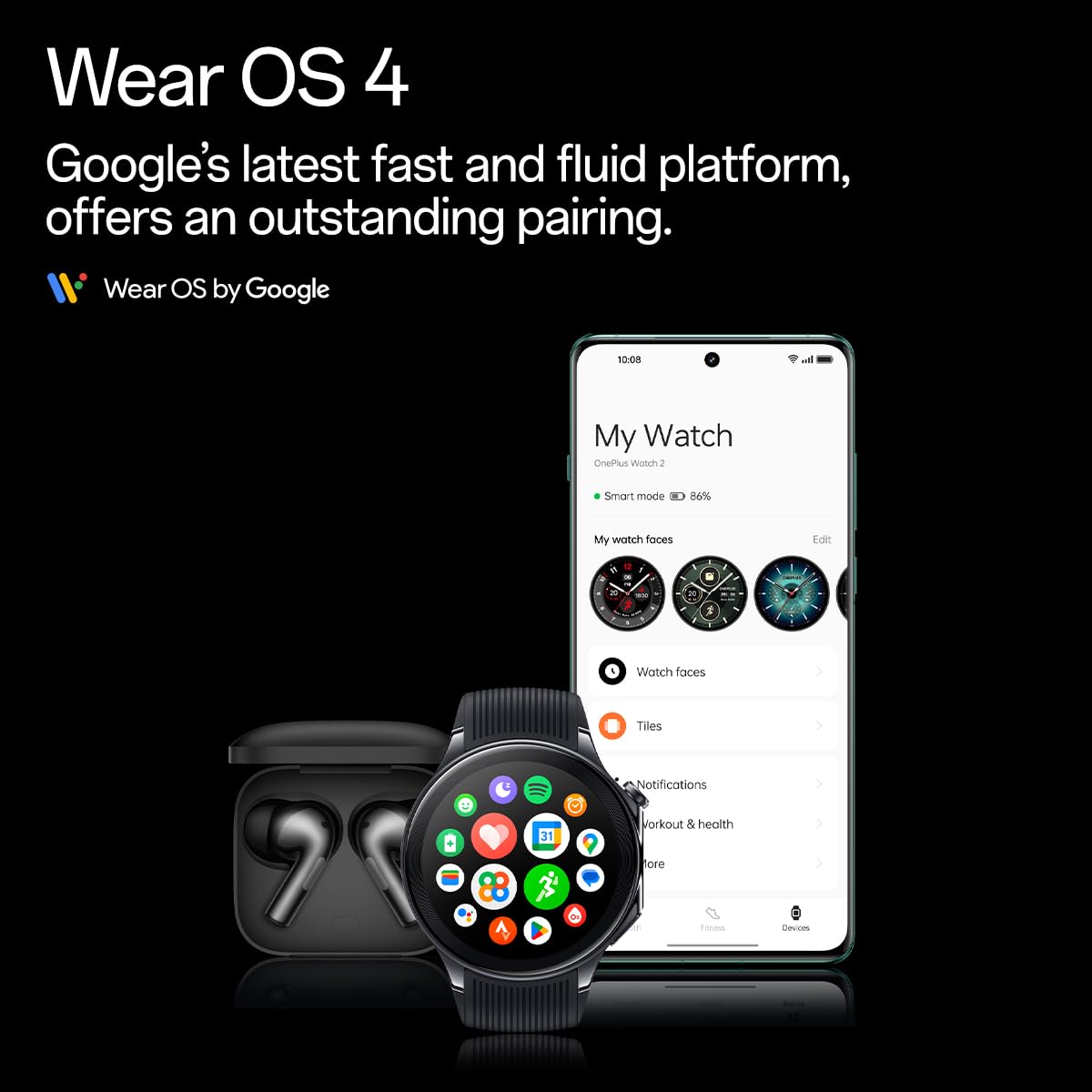OnePlus Watch 2 with Wear OS 4,Snapdragon W5 Chipset,Upto 100hrs battery life,1.43’’ AMOLED Display, Stainless Steel & Sapphire Crystal build,Dual Frequency GPS, 5 ATM, IP68 & BT Calling (Black Steel) OnePlus Watch 2 with Wear OS 4,Snapdragon W5 Chipset,Upto 100hrs battery life,1.43’’ AMOLED Display, Stainless Steel & Sapphire Crystal build,Dual Frequency GPS, 5 ATM, IP68 & BT Calling (Black Steel)